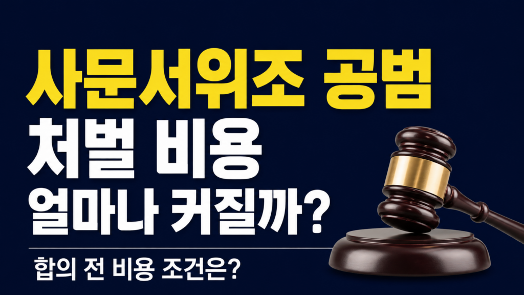 사문서위조 공범 처벌 비용과 합의 대응 기준을 설명하는 법률 이미지